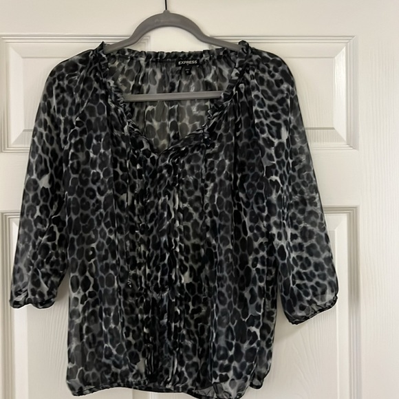 Express Women’s  Sheer Animal Print Blouse Size M - Picture 3 of 9